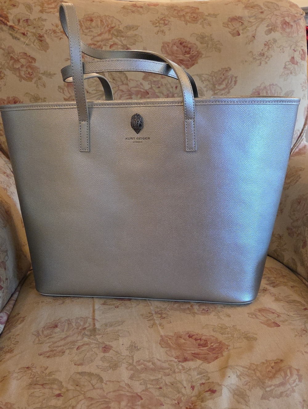 Kurt Geiger Metallic Silver Leather Tote